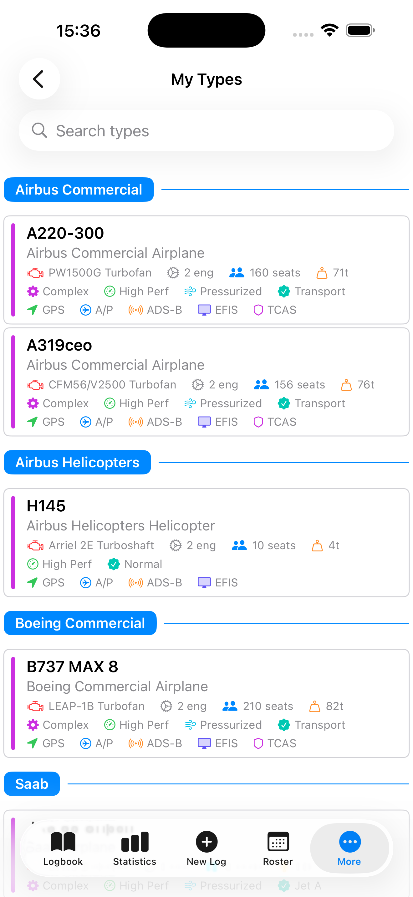 Aircraft Types Database