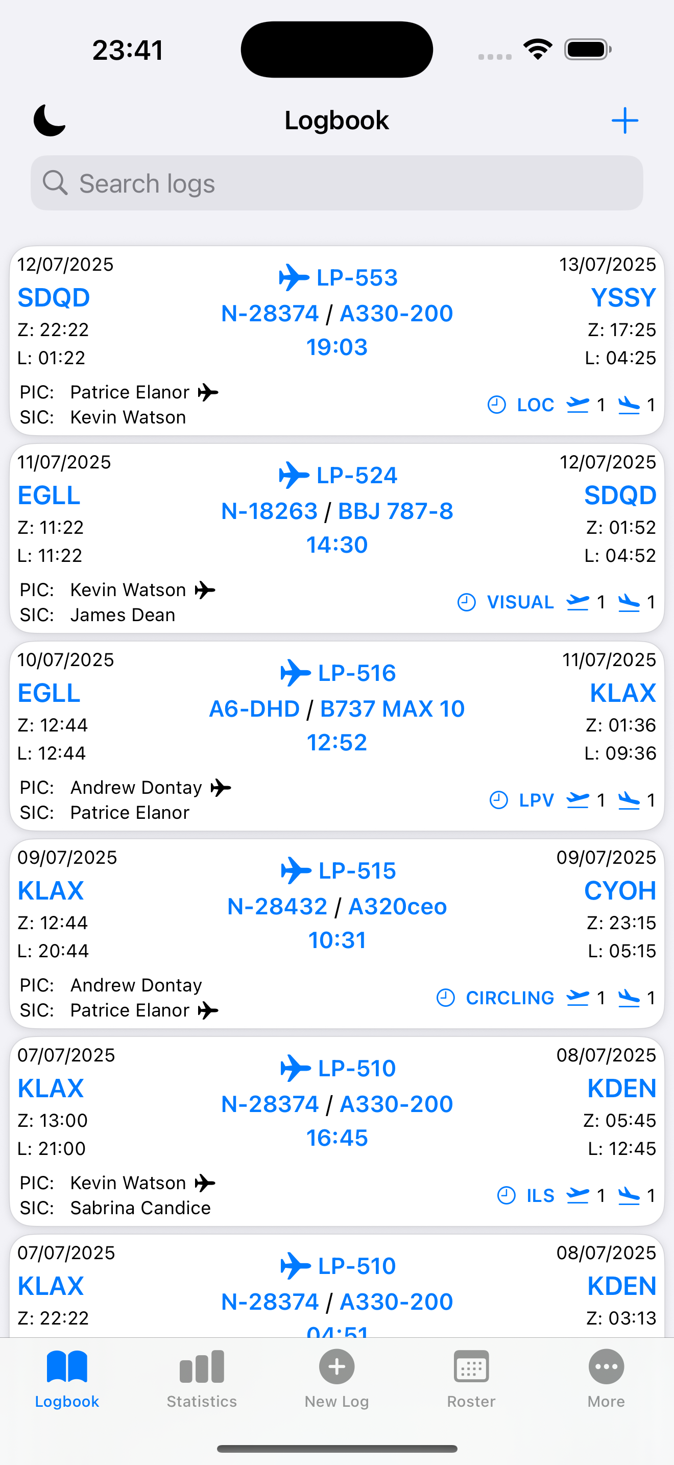 Logbook View